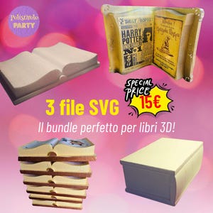 Bundle Libri 3D 3 File SVG per macchine taglia polistirolo (es. Polyshaper AZUL e ORANJE)