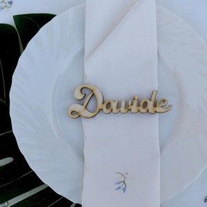 Segnaposto nome personalizzato, targhetta evento, matrimonio, battesimo, laurea, compleanno, comunione, ristorante, incisione, taglio laser