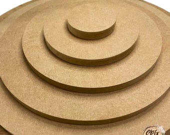 Piezas de madera MDF redondas para manualidades, 18 mm de grosor, tamaños de 100 mm a 600 mm (entrega gratuita en Reino Unido)