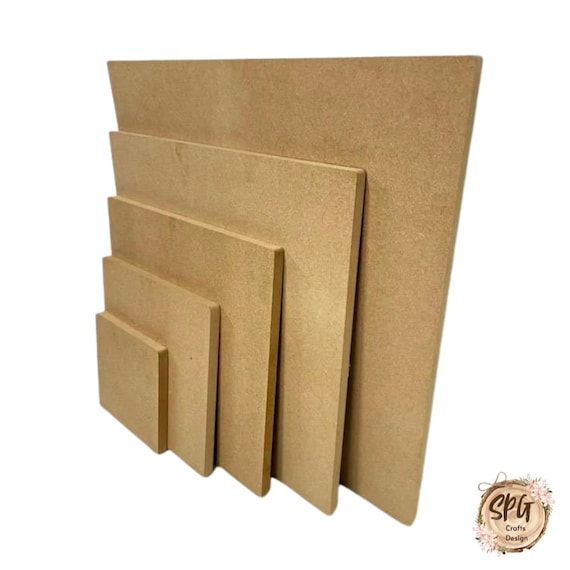 MDF Square craft shapes, 18mm thick blank wood, base 100mm - 600mm