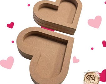 Bandeja de madera para manualidades con forma de corazón de MDF: Decoración DIY