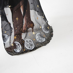 Black Moon dress Black wedding dress Organza silk dress Moon Dress Star wedding dress Unique Bridal dress