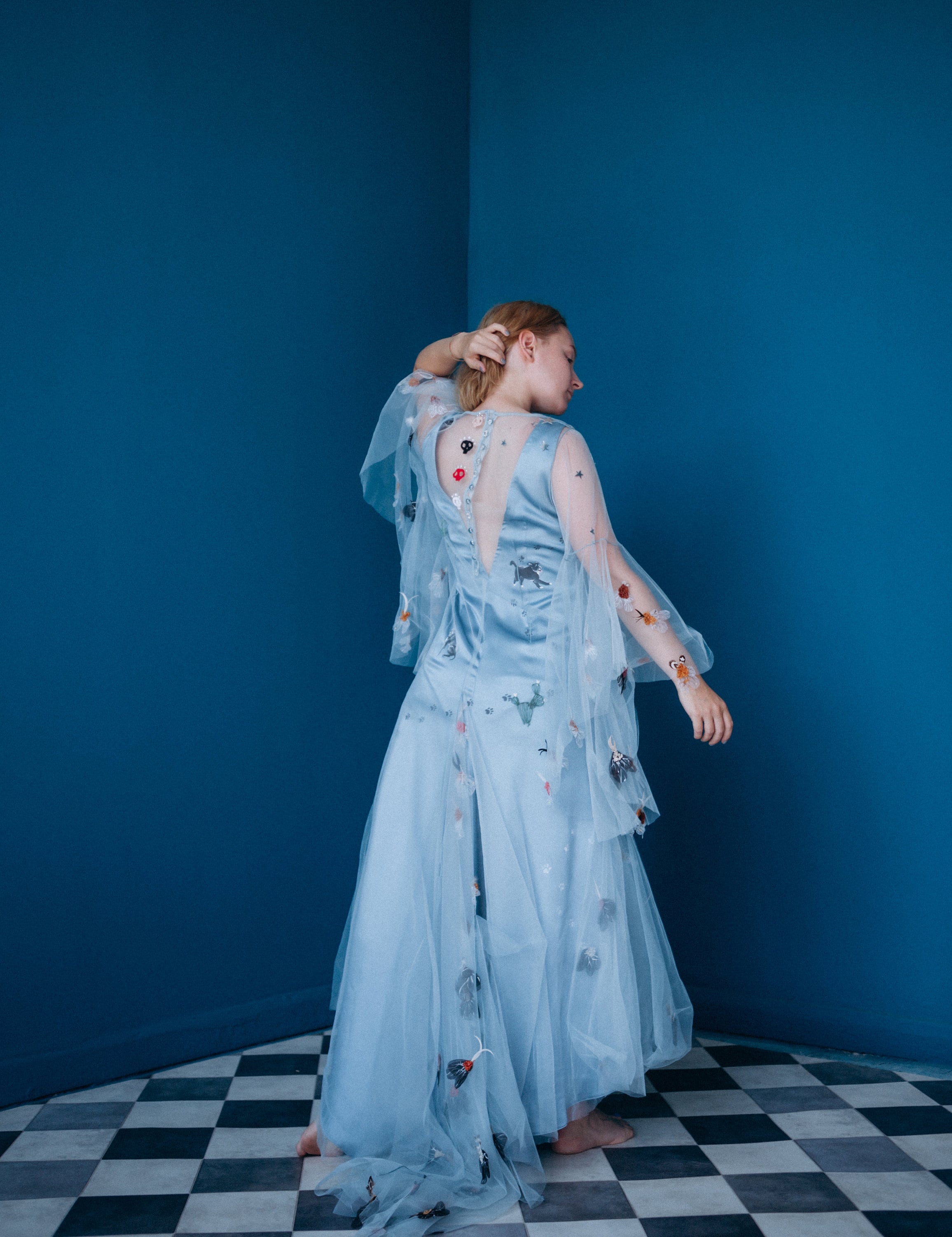 Blue Wedding Dress, Custom Wedding Dress, Embroidery Dress, Dress With ...