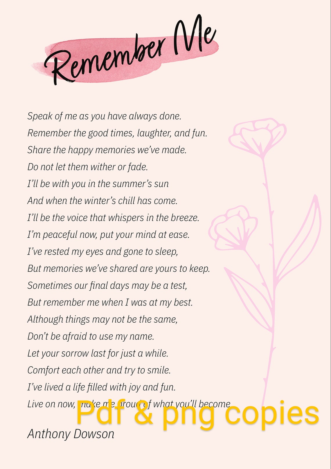 Remember Me Poem by Anthony Dowson. Hearts Poem Bereavement Etsy Remember Me Poem by Anthony Dowson. Hearts Poem Bereavement Etsy