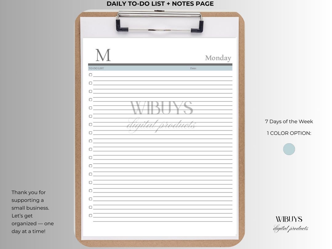 To Do Notes.pdf Daily To-do List + Notes Page | 2 PDF/A | Minimalist Checklist & Lined ...