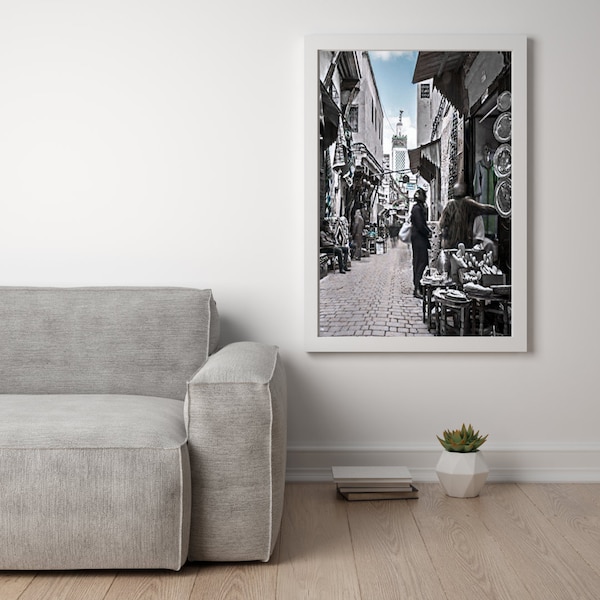 Streets of Marrakesh print, poster bearing the image of one of the streets of the beautiful Moroccan city of Marrakesh, digital download