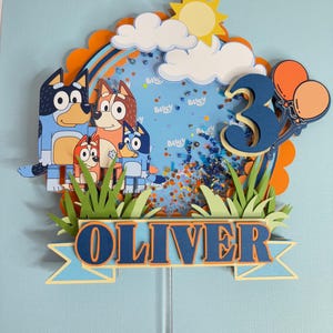 Decorazione per torta Bluey Shaker: decorazione personalizzata per feste di compleanno