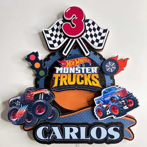 Monster Truck Birthday Cake Topper: Boy Theme Party Decor