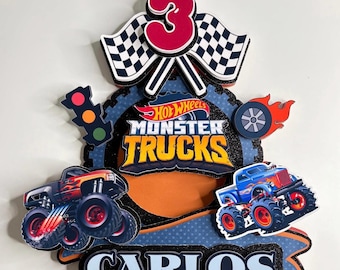 Monster Truck-taarttopper, Monster Truck-topper, jongensthema-taarttopper, auto's-taarttopper, vrachtwagentaarttopper