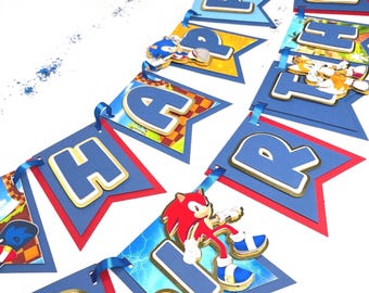 Hedgehog Birthday Banner , Personalized Sonic Decor
