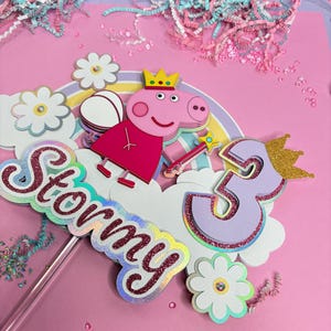 Decorazione per torta di Peppa Pig, decorazione per torta di Peppa, decorazione per torta arcobaleno per bambine, torta a tema Peppa Pig..