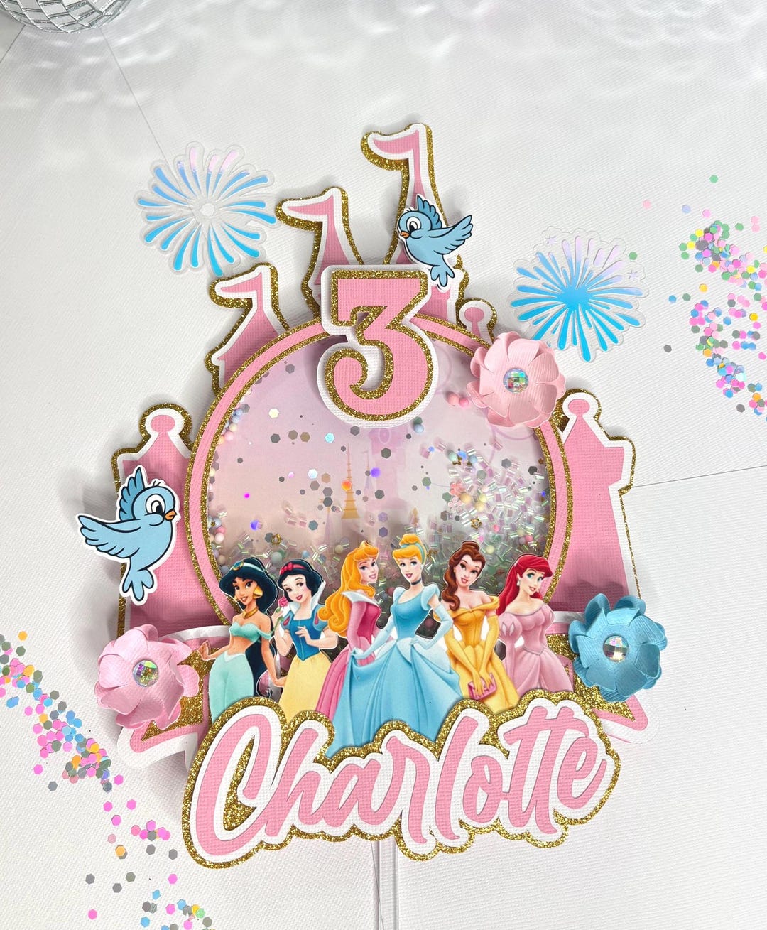 Princess Cake Topper, Pink Castle Birthday Decoration - Etsy