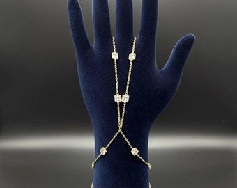 Zircon Hand Chain: Gold Plated 925 Sterling Silver, Dainty Crystal, Hand Harness