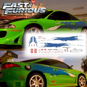 1/64 1/24 Fast&Furious Blue Eclipse Waterslide Abziehbilder 1:64