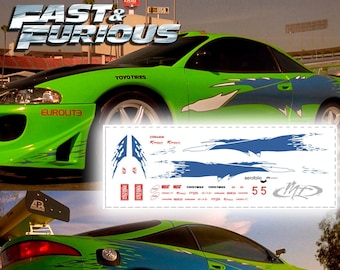 1/64 1/24 Fast&Furious Brian&#39;s Eclipse Waterslide decals 1:64