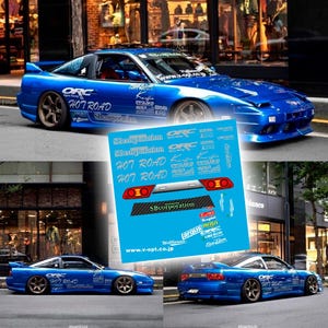 1/64 1/24 SB Corporation Nissan 180sx s13 Drift livery Waterslide decals for 1:64 scale