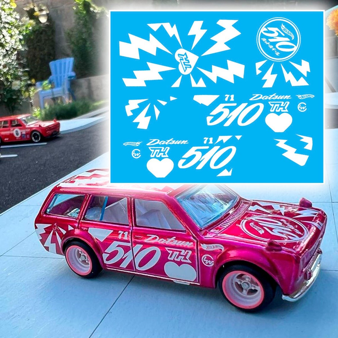 Hot Wheels Treasure Hunt Datsun 510 Wagon Livery Waterslide Decals for