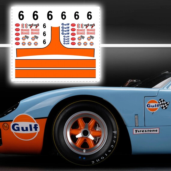 WT145 White Toner Waterslide Decal – Gulf Camaro For Custom 1:64 Hot Wheels, Made In Malaysia