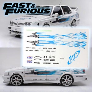 1/64 1/24 Fast&Furious Jetta Waterslide Decals 1:64