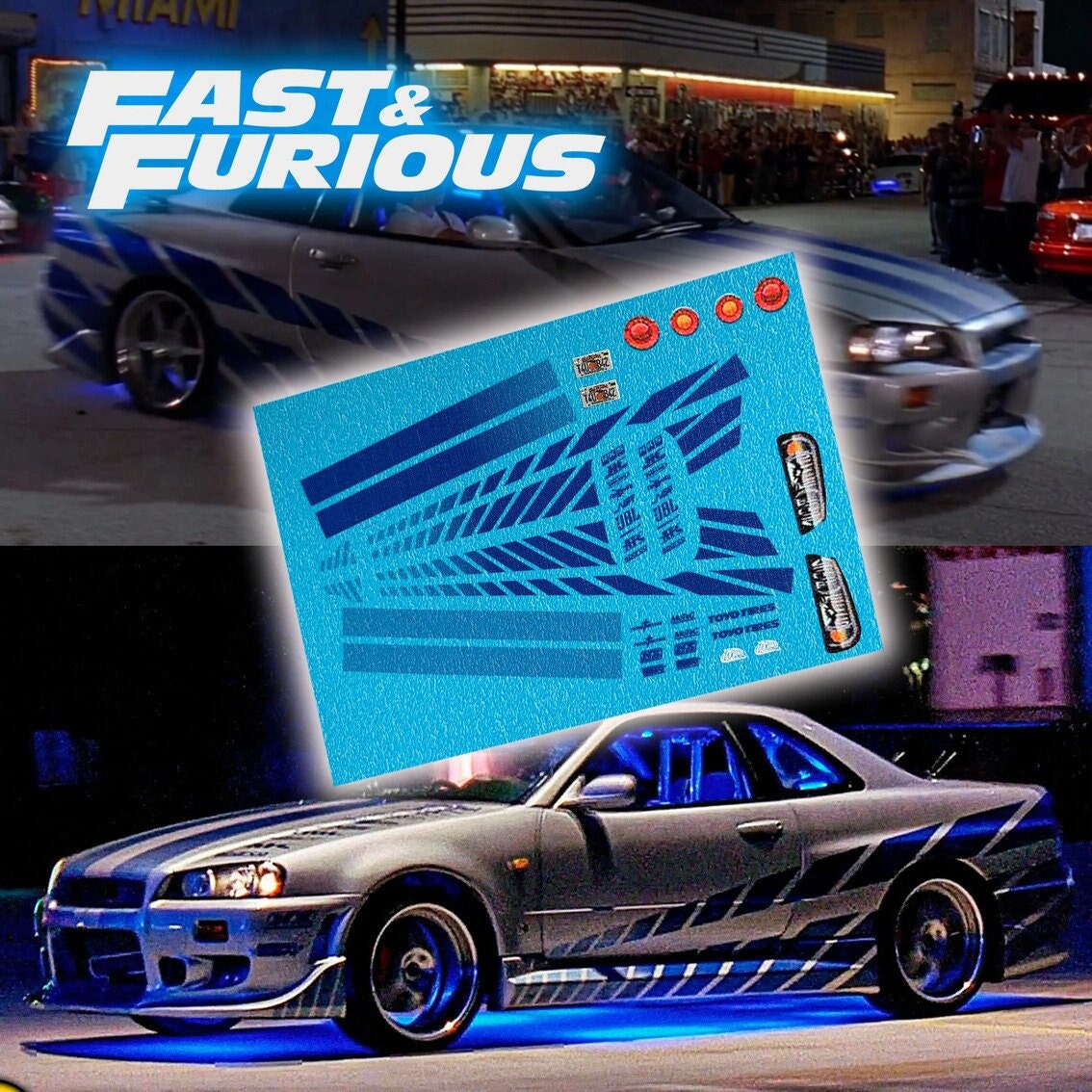 Fast&furious Brian's R34 Waterslide Decals 164 Etsy