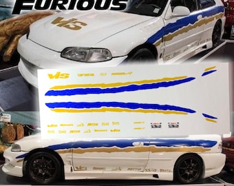 1/64 1/24 Fast&Furious Civic Waterslide Decals 1:64