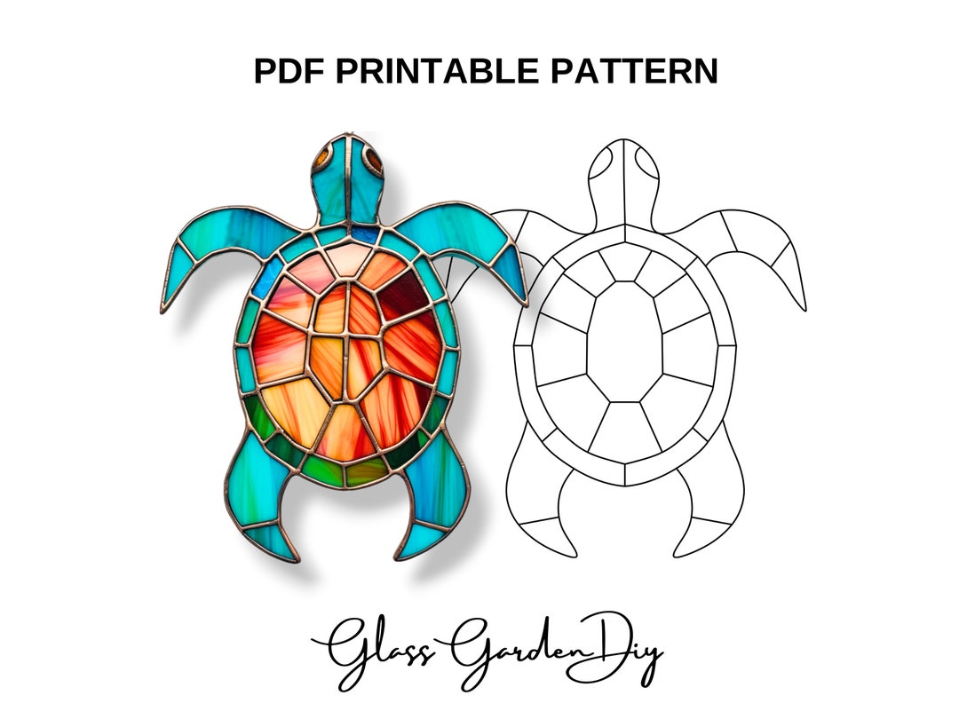 Cute Sea Turtle Ornament Stained Glass Pattern PDF Printable Digital ...
