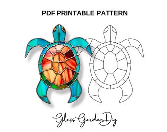 Cute Sea Turtle Ornament Stained Glass Pattern PDF Printable Digital Download