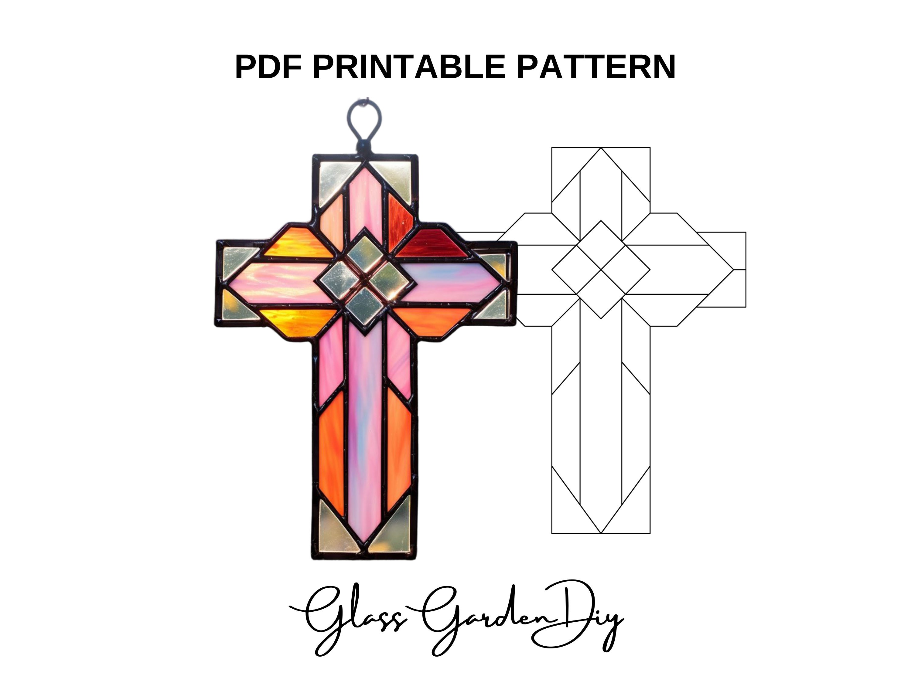 cross christian symbol ornament stained glass pattern pdf png