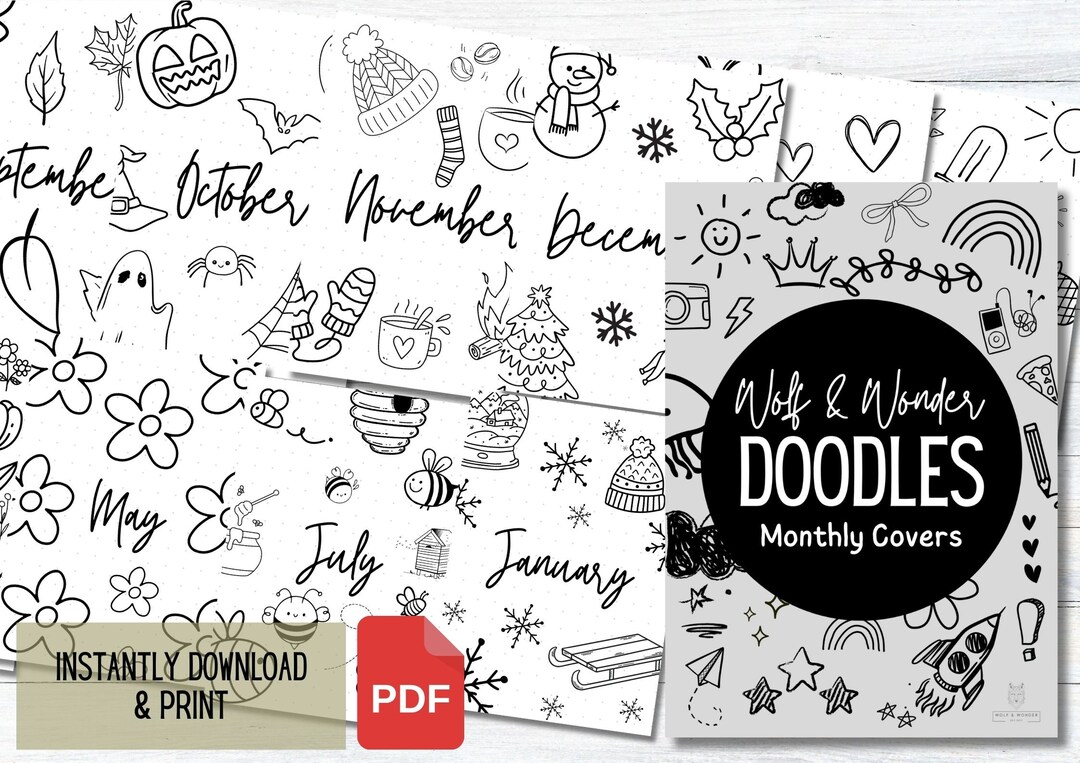 Monthly Planner 12 Monthly Cover Pages A4/A5 Journal Monthly PRINTABLE ...