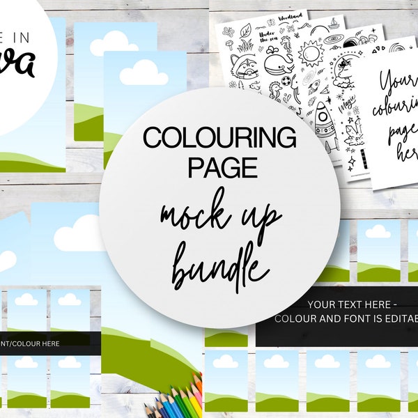 CANVA Colouring Book Mockup, Coloring Book Papers, Mockup, Activity Pages, Etsy Listing Mock Up, Bundle, Template, Colouring Book