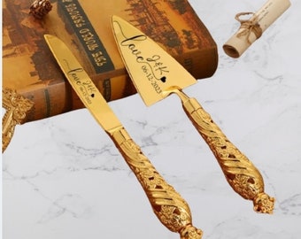 Customized Wedding Cake Knife, Luxury Engraved Wedding Knife and Set, Personalized Wedding Cake Knife set, Wedding gifts, Engagement Gifts