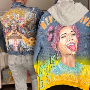 Hand painted denim in order. Custom Hand Painted Denim Jacket – Unique Wearable Art | Personalized Design | One of a Kind Gift