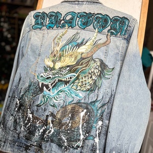 Hand-Painted Denim Jacket: Custom Zodiac Symbol, Unique Art