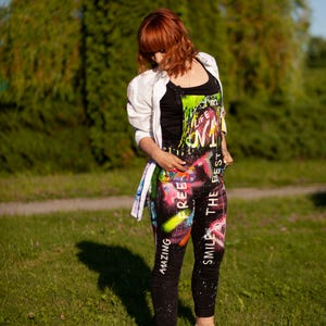 Custom hand painted overalls, denim