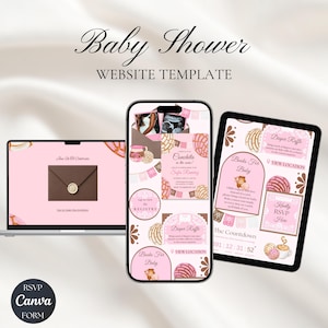 Concha Baby Shower Invitation Website | Little Conchita Mexican Baby Shower Invite | Editable Canva Template with RSVP | Digital Download