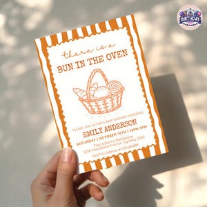 Bun in the Oven Baby Shower Invitation: Editable Bread Theme (Digital Download, 5x7 Printable Template)