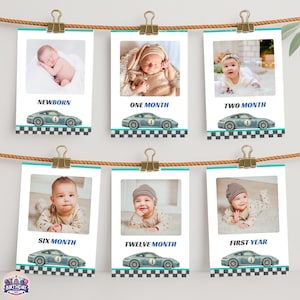 Race Car 1st Birthday Photo Banner: Fast One Theme (Editable, Digital Download)