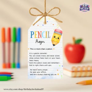 Editable Pencil Prayer Tag: Back to School Gift (Digital Download)