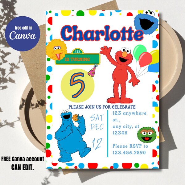 Elmo Invitations - Etsy