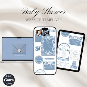 Cielito Lindo Baby Shower Invitation Website, Blue Mexican Theme Invite, Talavera & Papel Picado Digital Invitation with RSVP
