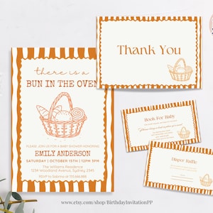 Bun in the Oven Baby Shower Invitation Set: Editable Bread Theme (Digital Download)