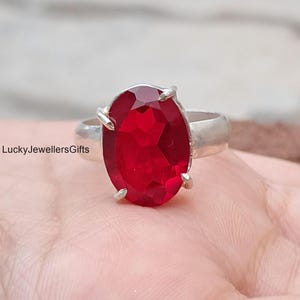 Red Garnet Sterling Silver Ring: Handmade Boho Jewelry