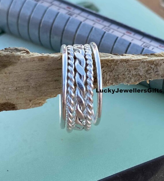 Handmade Set of Silver Stacking Rings, 925 Sterling Silver Ring