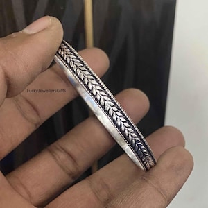 925 Sterling Silver Bangle, Handmade Jewelry, Wedding Bangle, Designer Bangle, Single Design Bangle, Cuff Bangle, Stacking Bangle,  Gift