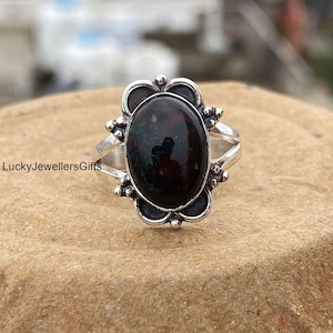 Bloodstone Ring, 925 Sterling Silver Ring, Handmade Jewelry For Women, Birthstone Ring, Gemstone Ring, Statement Ring, Unique Ring for Gifts