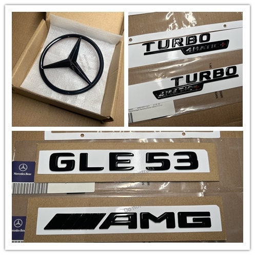 OEM Gloss Black / Matte Black   GLE53 / AMG Star Turbo 4matic+ Badge Emblem Sticker Replacement for BENZ GLE53 V167