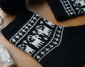 Gothic Goats Socks Knitting Pattern | Halloween Sock Knitting PDF | Goth Colorwork Knitting Pattern | Alternative Handmade Gift Idea