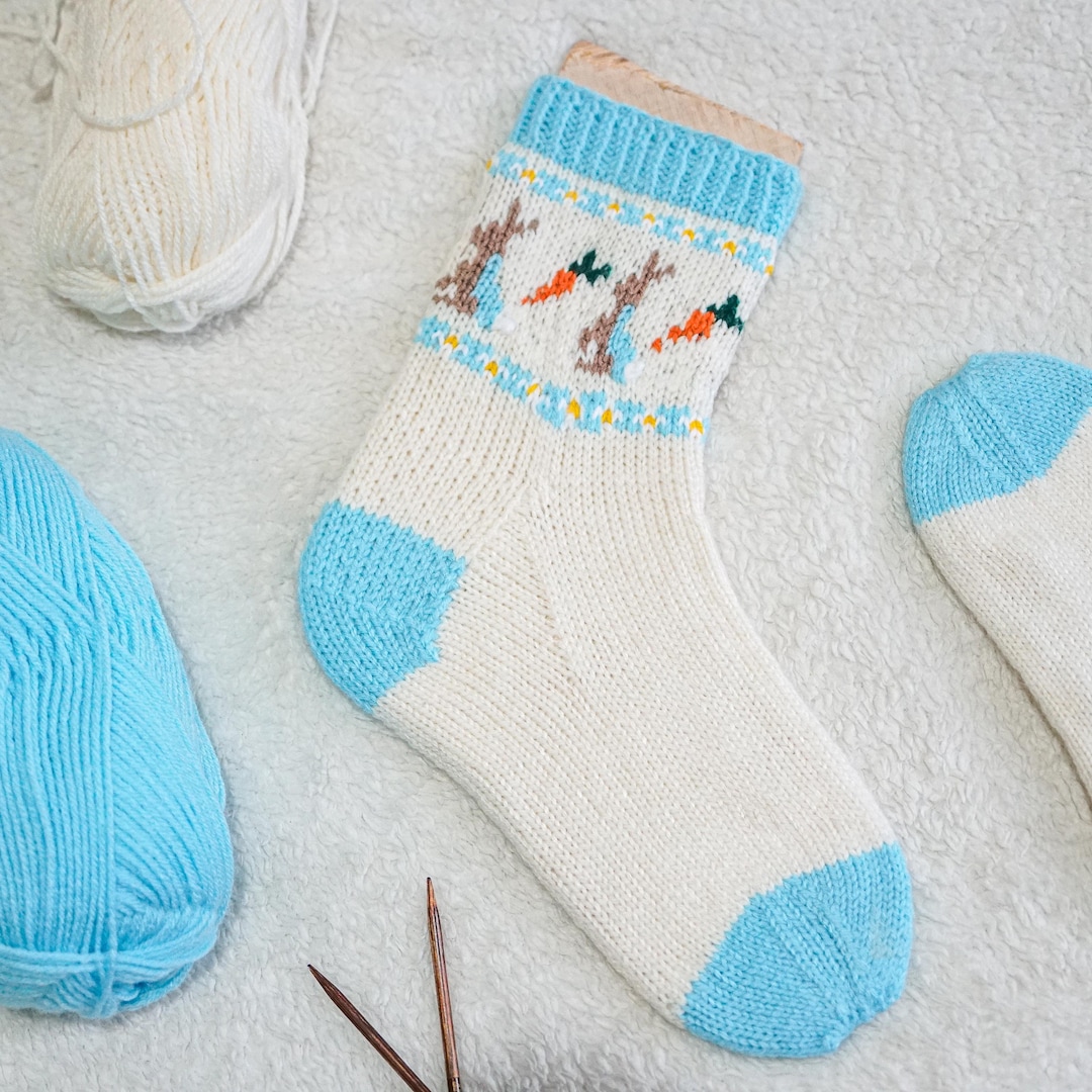 Color Work Knitting Chart Rabbit Peter Rabbit DK Socks Knitting Pattern, Peter Rabbit Sock Knitting ...