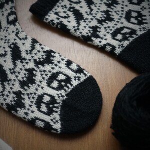 Spooky Season Socks Knitting Pattern | Halloween Sock Knitting PDF | Goth Colorwork Knitting Pattern | Alternative Handmade Gift Idea image 4