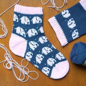 Elefanten auf Parade Sockenstrickmuster PDF | Elefant Socken | Fair Isle Sockenmuster | Tier Socken | Süßes Sockenmuster